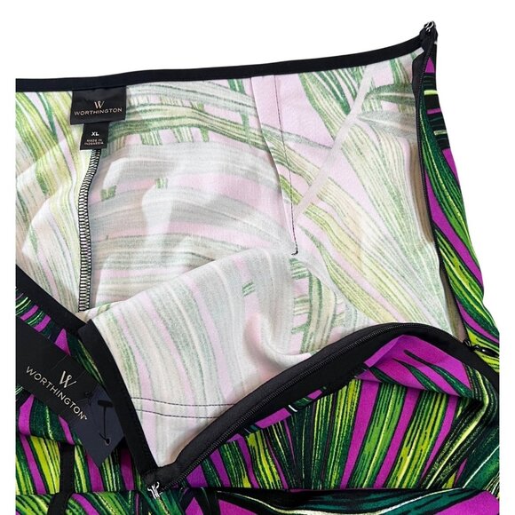Worthington Purple Paradise Palm Pencil Career Skirt XL Polyester/Spandex - Picture 5 of 6
